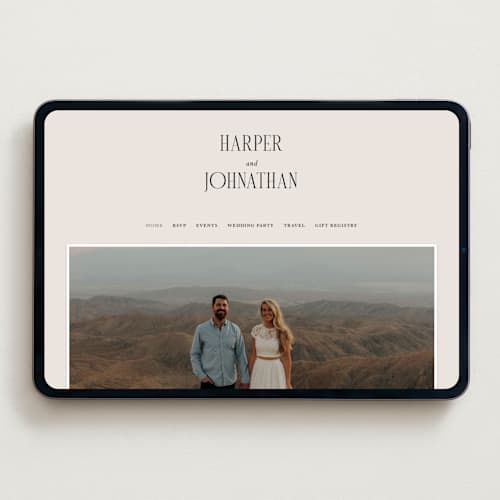 This is a linen wedding websites by Kate Ahn called mirin printing on digital paper in standard