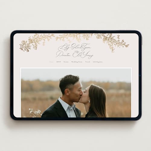 This is a luxe neutral wedding websites by Design Lotus called forever and a day printing on digital paper in standard
