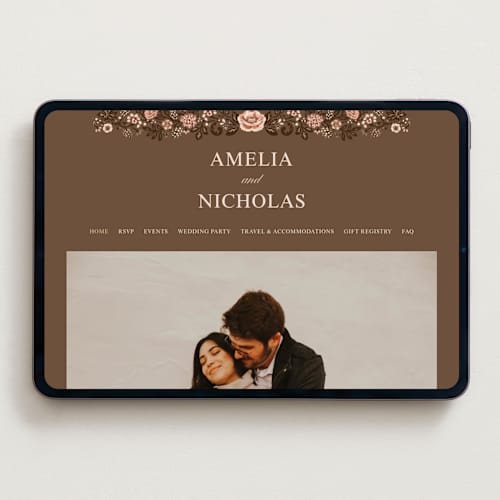 This is a chocolate wedding websites by Paola Benenati called blooming path printing on digital paper in standard