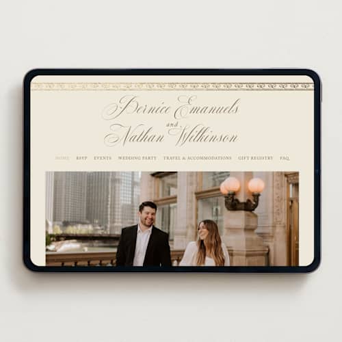 This is a champagne wedding websites by Deynaaz Daraei called ahlum printing on digital paper in standard