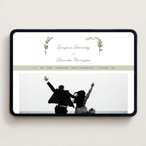This is a garden green wedding websites by Lucrecia Caporale called coastal bloom printing on digital paper in standard