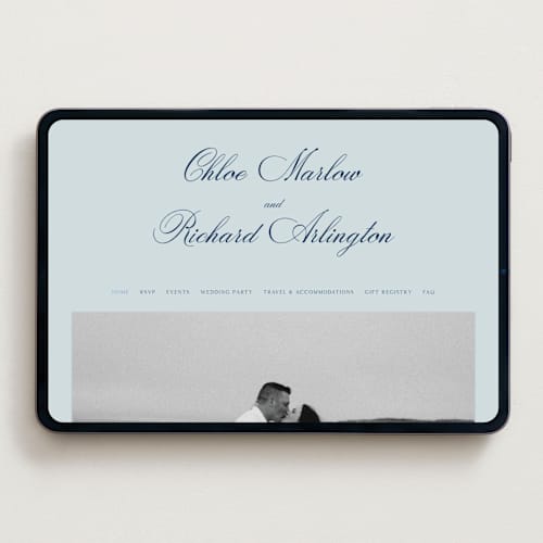 This is a sky wedding websites by Kelly Schmidt called landscape script printing on digital paper in standard