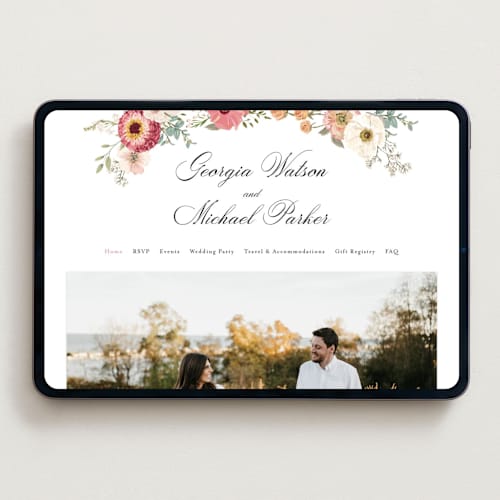 This is a sunset wedding websites by Susan Moyal called cherished printing on digital paper in standard