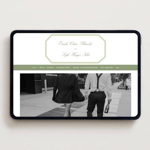 This is a mint wedding websites by Sara Hicks Malone called montgomery printing on digital paper in standard