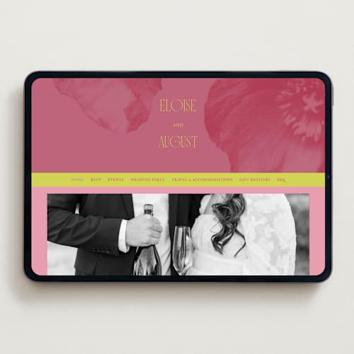 This is a flamingo wedding websites by Morgan Kendall called maximalist poppies printing on digital paper in standard