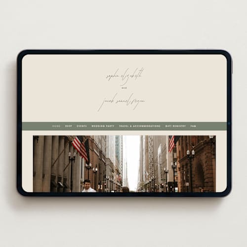 This is a olive you more wedding websites by Design Lotus called true north printing on digital paper in standard