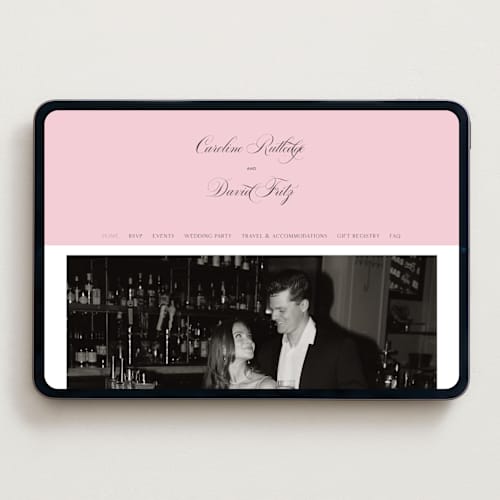 This is a peony wedding websites by Megan Davis called nola printing on digital paper in standard