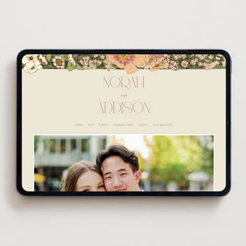This is a sherbert wedding websites by Leah Bisch called in the garden printing on digital paper in standard