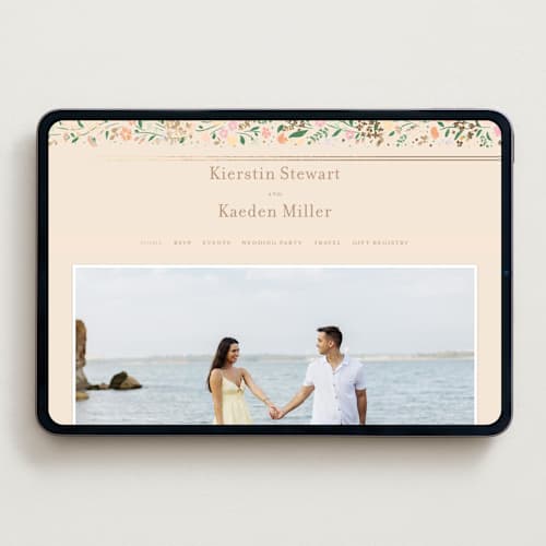 This is a ivory wedding websites by Jennifer Wick called esther's garden printing on digital paper in standard