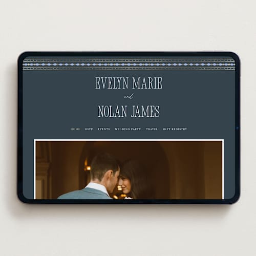 This is a periwinkle wedding websites by Erin German called sadie printing on digital paper in standard