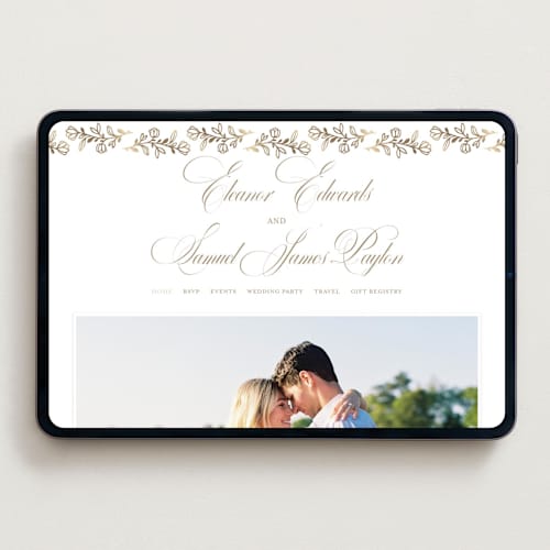 This is a ivory wedding websites by Mansi Verma called gold crest printing on digital paper in standard