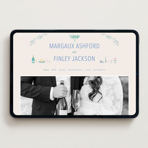 This is a pastel wedding websites by Elly called dining printing on digital paper in standard
