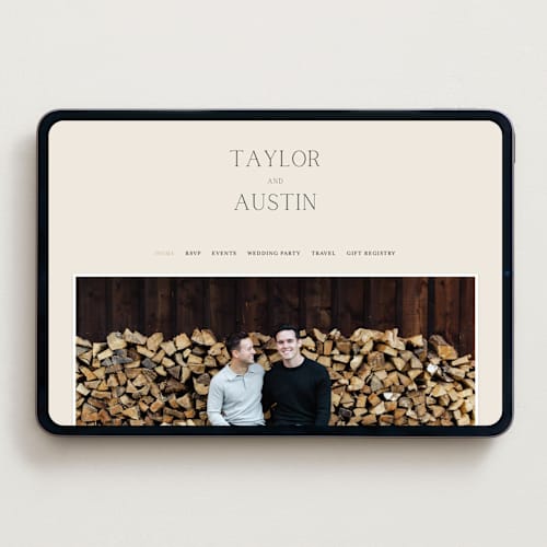 This is a linen wedding websites by Vanessa Doyle called in love printing on digital paper in standard
