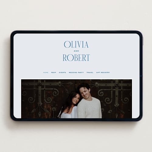 This is a ocean wedding websites by Kelly Schmidt called riviera printing on digital paper in standard