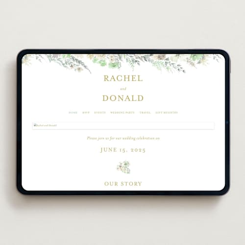 This is a greenery wedding websites by Phrosné Barwood called floral arch printing on digital paper in standard
