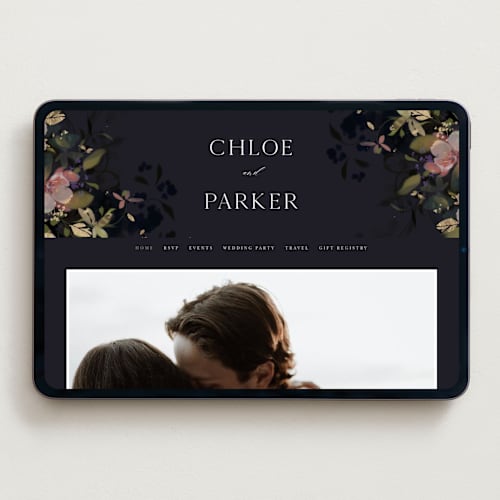 This is a midnight wedding websites by Grace Kreinbrink called vintage rose garden printing on digital paper in standard