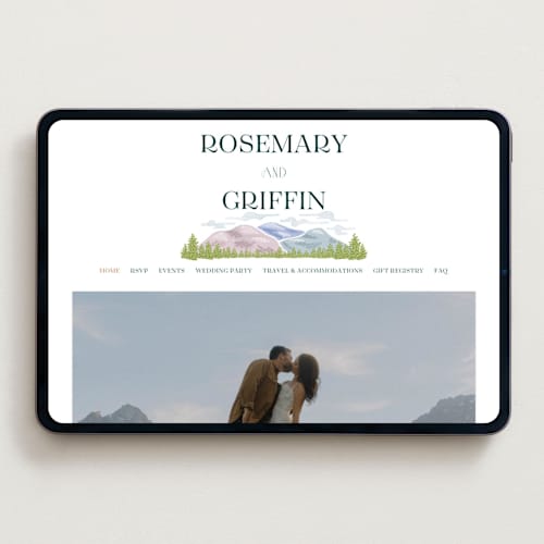 This is a pine wedding websites by Paper Sun Studio called river valley printing on digital paper in standard