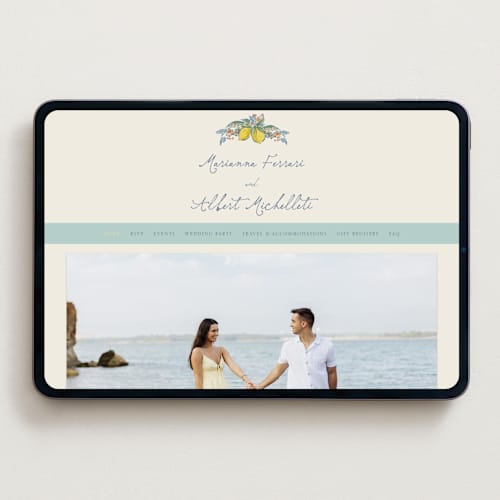 This is a aqua wedding websites by Chris Griffith called amalfi coast wedding printing on digital paper in standard