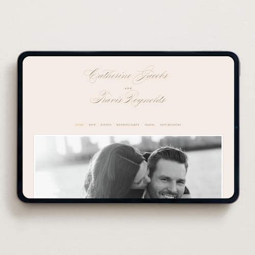 This is a linen wedding websites by Brandy Folse called classically elegant printing on digital paper in standard