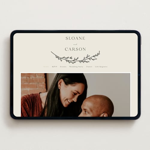 This is a almond wedding websites by Brianne Larsen called branched printing on digital paper in standard