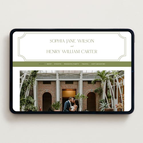 This is a pistachio wedding websites by Yaling Hou Suzuki called simply elegant printing on digital paper in standard