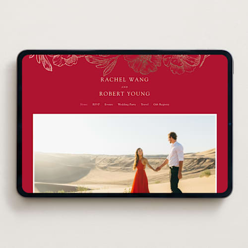 This is a ruby wedding websites by Janean Hinger called double peony printing on digital paper in standard