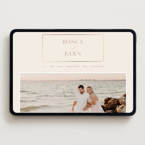 This is a latte wedding websites by Kristie Kern called soleil printing on digital paper in standard