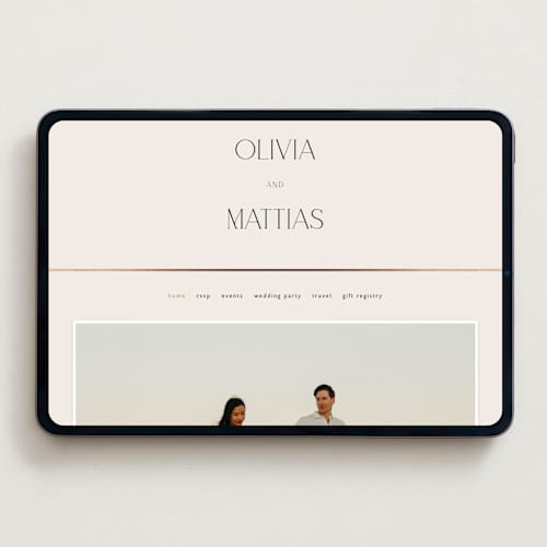 This is a linen wedding websites by Kelly Schmidt called modern corner printing on digital paper in standard