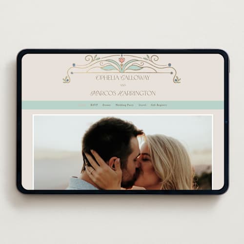 This is a ivory wedding websites by Maria Hilas-Louie called ornate elegance printing on digital paper in standard