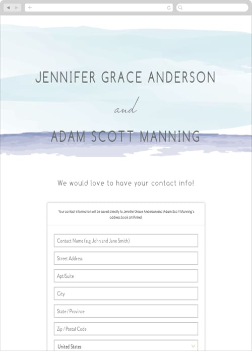 This is a mediterranean digital wedding address collection cards by Sarah Brown called set sail printing on digital paper in standard