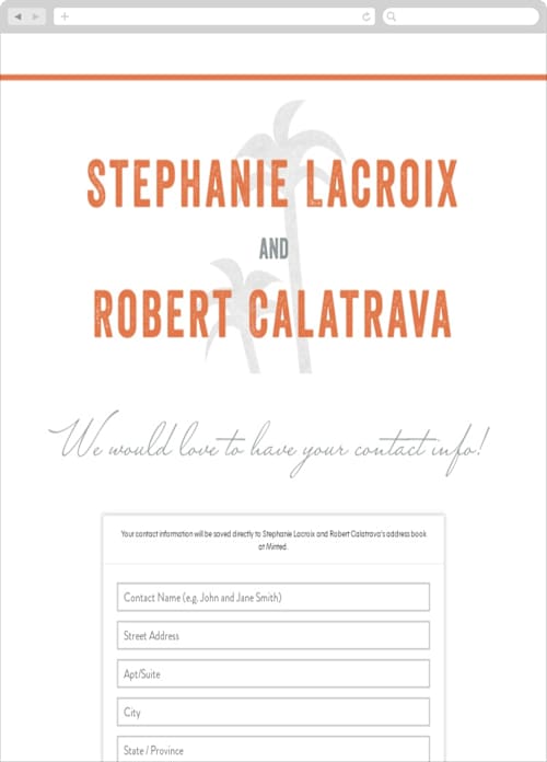 This is a coral digital wedding address collection cards by Sarah Curry called passport printing on digital paper in standard