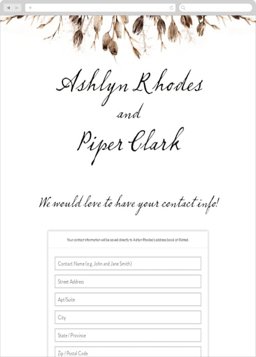 This is a taupe digital wedding address collection cards by Honeybunch Studio called gone to seed printing on digital paper in standard