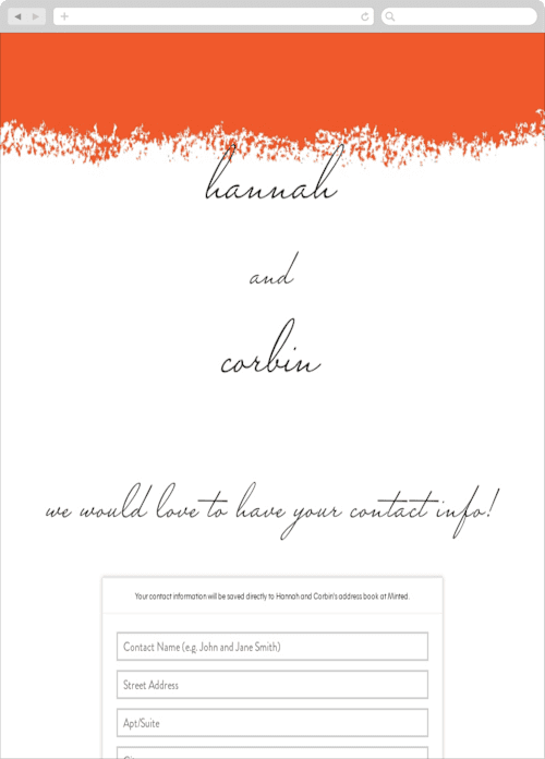 This is a tangerine digital wedding address collection cards by Faith Harlow called joyfully ever after printing on digital paper in standard