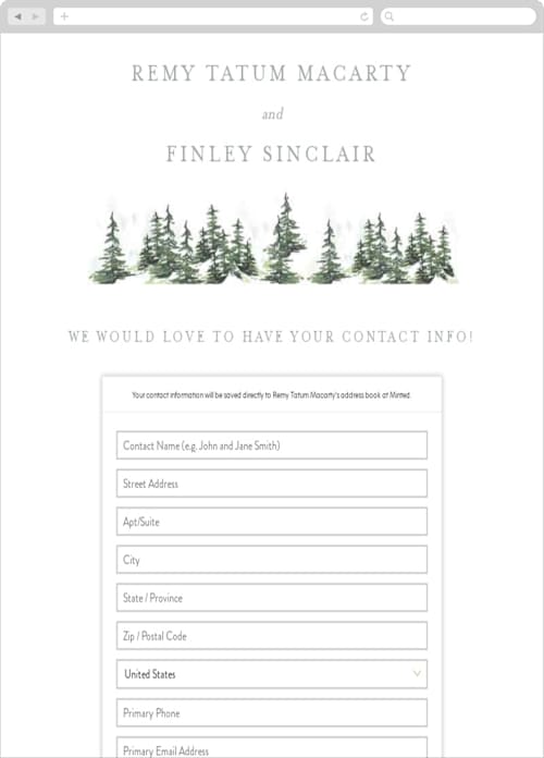 This is a fog digital wedding address collection cards by Mere Paper called on the slopes printing on digital paper in standard