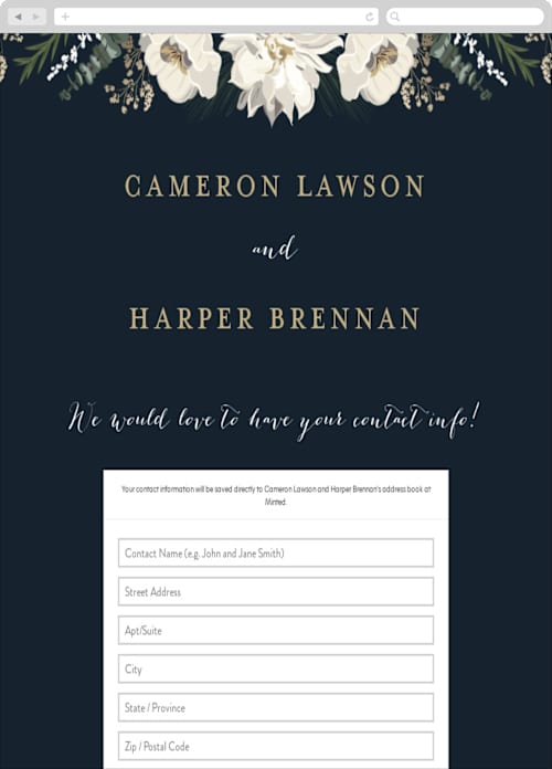 This is a winter white digital wedding address collection cards by Susan Moyal called winter white printing on digital paper in standard