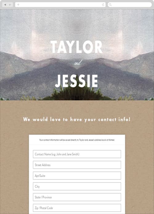 This is a forest digital wedding address collection cards by Elly called adventure begins printing on digital paper in standard