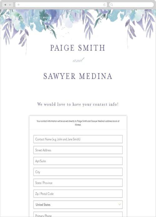 This is a dew digital wedding address collection cards by Grace Kreinbrink called big blooms printing on digital paper in standard