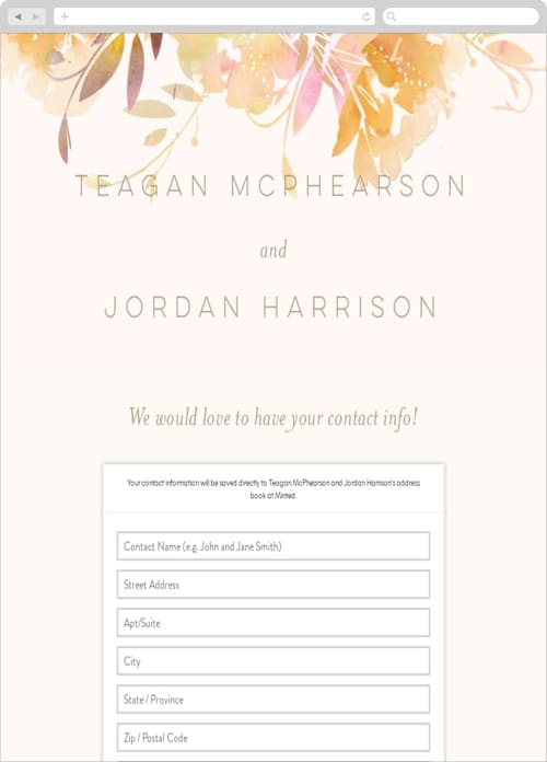 This is a peach digital wedding address collection cards by Lori Wemple called garden printing on digital paper in standard