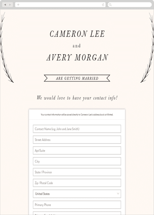 This is a blush digital wedding address collection cards by Carly Reed Walker called astor printing on digital paper in standard