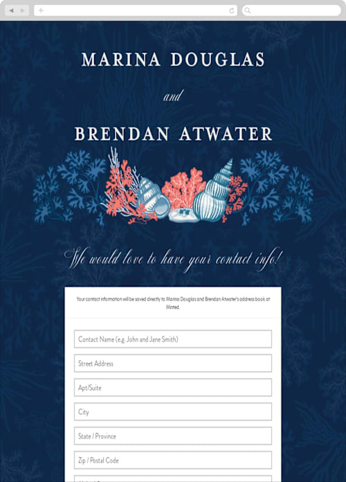 This is a deep blue digital wedding address collection cards by Paper Sun Studio called deep blue printing on digital paper in standard