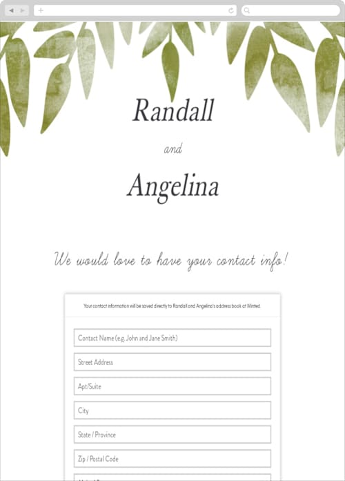 This is a porcelain digital wedding address collection cards by Hanna M called watercolor leaf printing on digital paper in standard