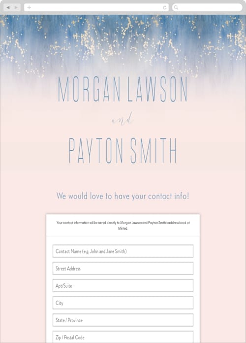 This is a rose and serenity digital wedding address collection cards by Kaydi Bishop called midsummer night printing on digital paper in standard