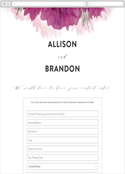 This is a majestic digital wedding address collection cards by GeekInk Design called ethosien printing on digital paper in standard