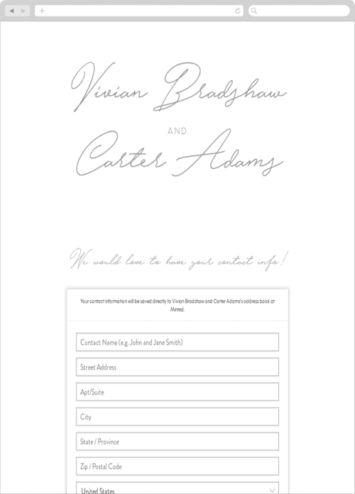This is a cement digital wedding address collection cards by Lauren Chism called brooklyn printing on digital paper in standard
