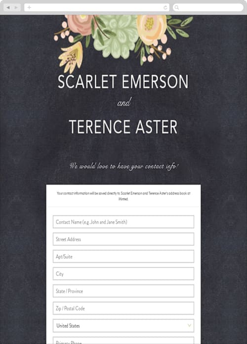 This is a midnight digital wedding address collection cards by Griffinbell Paper Co. called botanica printing on digital paper in standard