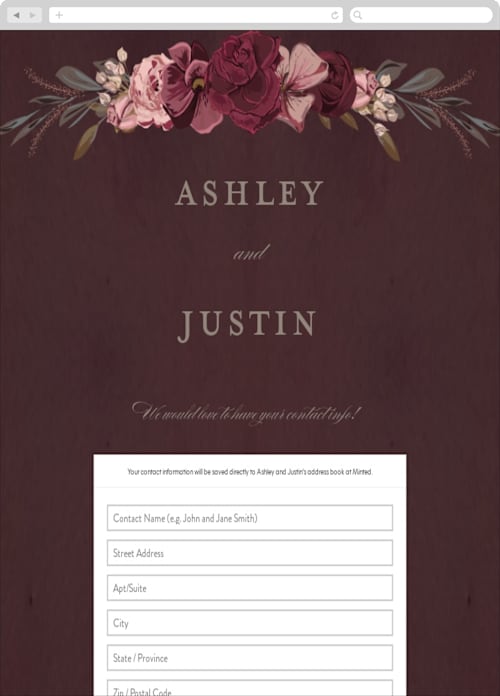This is a rose digital wedding address collection cards by Susan Moyal called verdigris printing on digital paper in standard