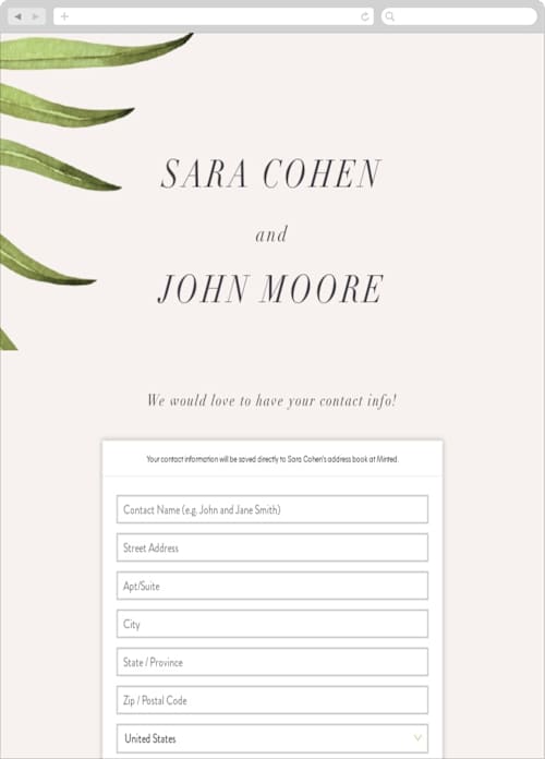 This is a palmetto digital wedding address collection cards by kelli hall called palmetto printing on digital paper in standard