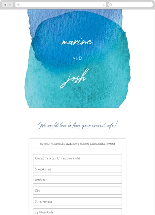 This is a wave digital wedding address collection cards by kelli hall called marine printing on digital paper in standard