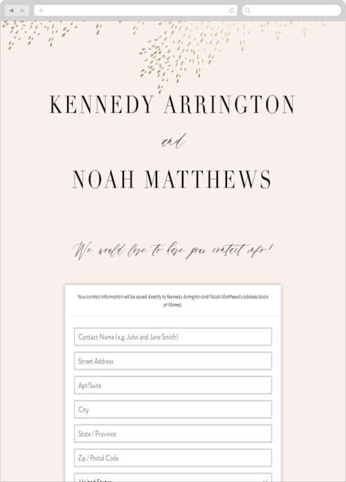 This is a blush digital wedding address collection cards by Kristie Kern called solaris printing on digital paper in standard