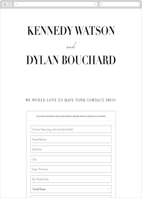 This is a pearl digital wedding address collection cards by Kelly Schmidt called the minimalist printing on digital paper in standard